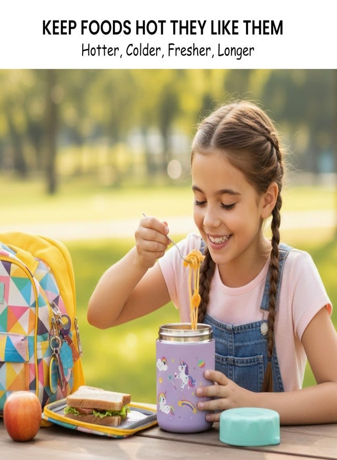 ONE AND ONLY مرطبان طعام معزول للأطفال من ون آند أونلي | مصنوع من الفولاذ المقاوم للصدأ 304 | مرطبان غداء معزول بتفريغ الهواء سعة 450 مل | حافظة طعام حرارية خالية من مادة BPA لحفظ الطعام ساخنًا وباردًا، مثالية للمدرسة، وطعام الأطفال، والسفر | مرطبان طعام يونيكورن مانع للتسرب - Image 4